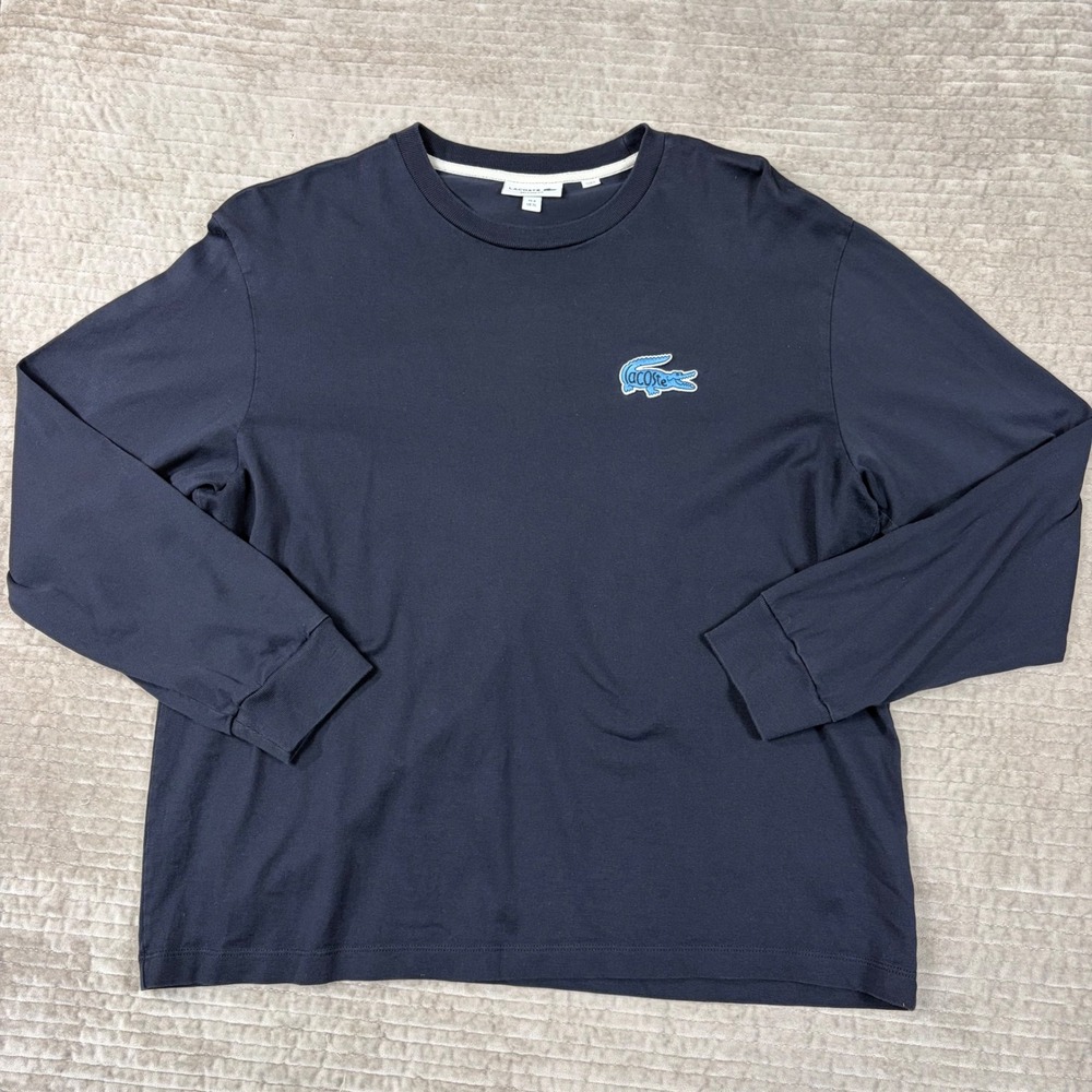 Lacoste Mens Relaxed Fit Long Sleeve T-Shirt Navy Blue XL FA12475